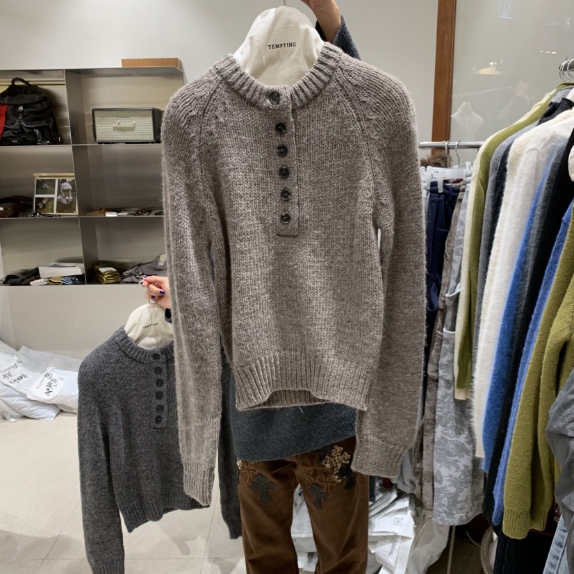 TEMPTING韓國代購㊣女裝新款時尚職業真品人氣25秋冬針織衫紐扣TEMPTING針織衫圖色2