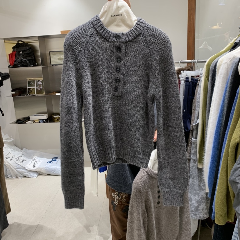 TEMPTING韓國代購㊣女裝新款時尚職業真品人氣25秋冬針織衫紐扣TEMPTING針織衫圖色3