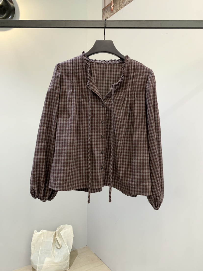 SOFTNESS東大門㊣代購女士新品職業真品25秋冬襯衫蕾絲衫格紋Softness/Cosmic襯衫/蕾絲衫圖色2