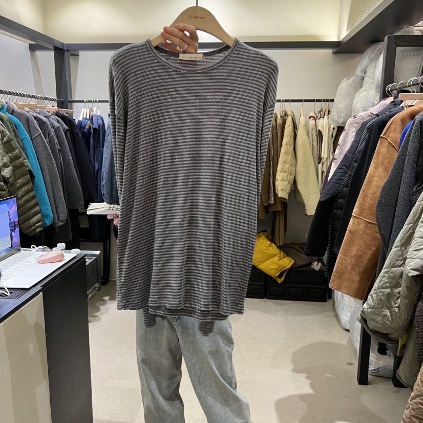 SELF SERVICE東大門㊣實拍女裝新款推薦真品熱賣長袖T恤柔軟SELF SERVICE長袖T恤圖色2