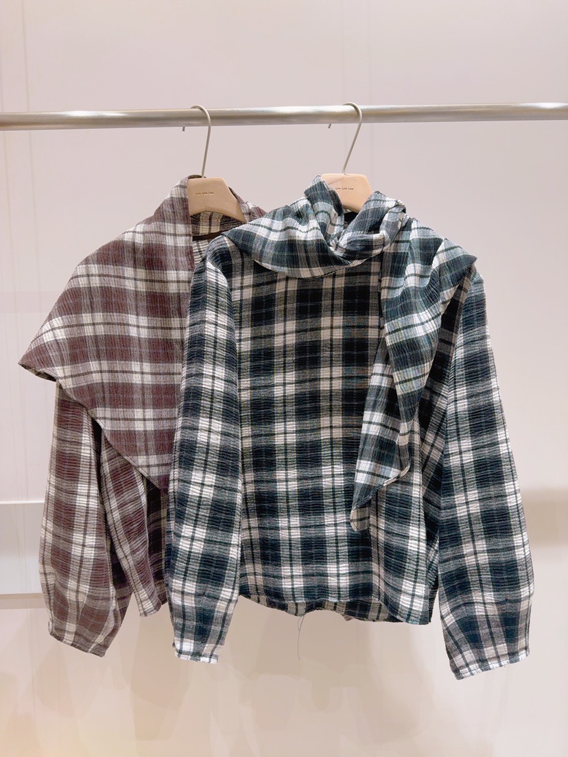 LIMLIMLIM東大門㊣實拍女裝新品人氣襯衫蕾絲衫披肩格紋圍巾LIM LIM LIM襯衫/蕾絲衫