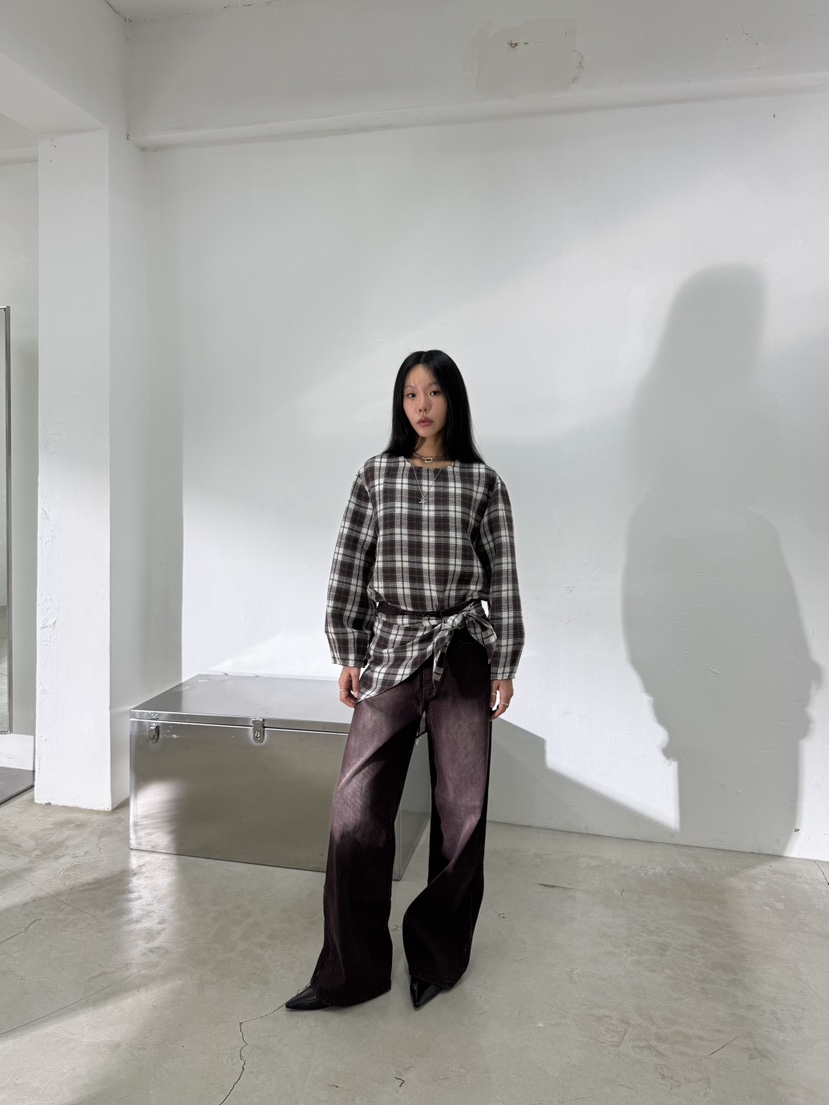 LIMLIMLIM東大門㊣實拍女裝新品人氣襯衫蕾絲衫披肩格紋圍巾LIM LIM LIM襯衫/蕾絲衫