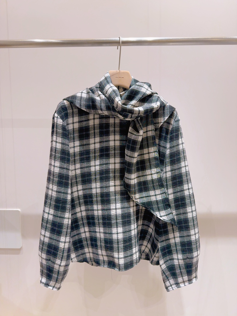 LIMLIMLIM東大門㊣實拍女裝新品人氣襯衫蕾絲衫披肩格紋圍巾LIM LIM LIM襯衫/蕾絲衫圖色2