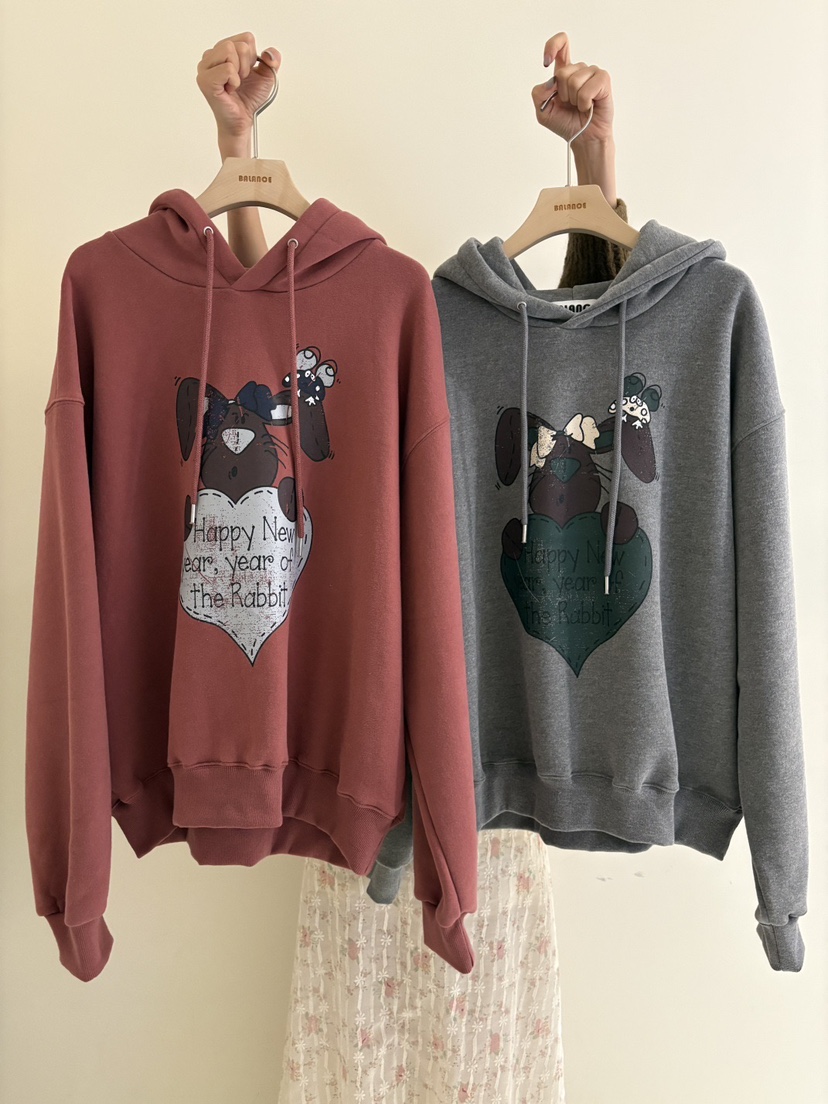 BALANCE韓國代購㊣女裝新款真品職業休閑衛衣連帽衫羊毛兔子BALANCE衛衣