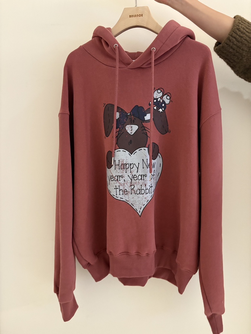 BALANCE韓國代購㊣女裝新款真品職業休閑衛衣連帽衫羊毛兔子BALANCE衛衣圖色1