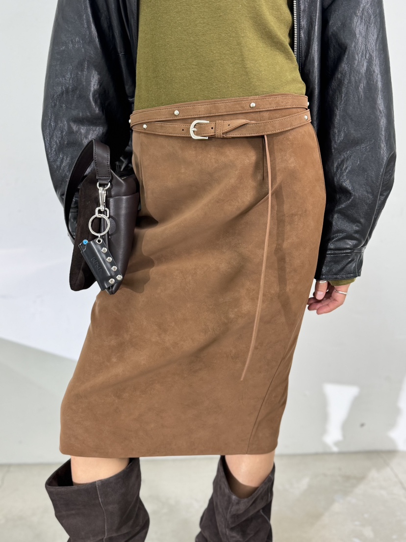 LIMLIMLIM東大門㊣直郵女士新款休閑25秋冬長裙不含腰帶絨面革LIM LIM LIM長裙