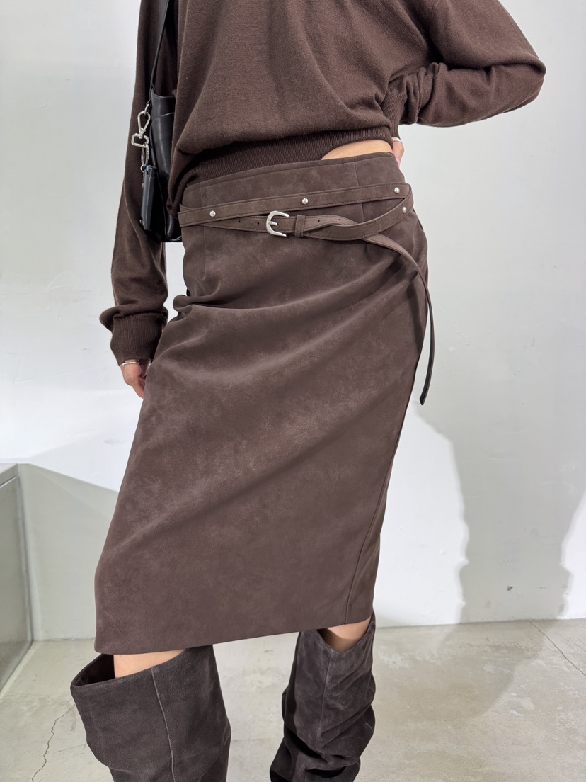 LIMLIMLIM東大門㊣直郵女士新款休閑25秋冬長裙不含腰帶絨面革LIM LIM LIM長裙