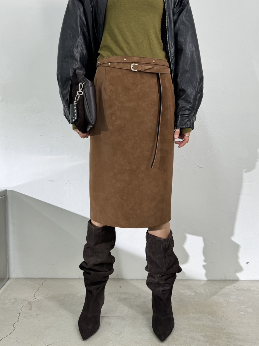 LIMLIMLIM東大門㊣直郵女士新款休閑25秋冬長裙不含腰帶絨面革LIM LIM LIM長裙圖色2