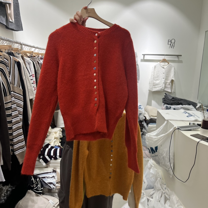 BY BOMI韓國直郵㊣女裝新品熱賣休閑時尚推薦針織衫開衫紐扣BY BOMI針織衫圖色2