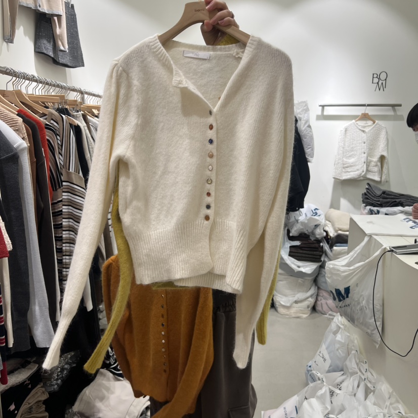 BY BOMI韓國直郵㊣女裝新品熱賣休閑時尚推薦針織衫開衫紐扣BY BOMI針織衫圖色4