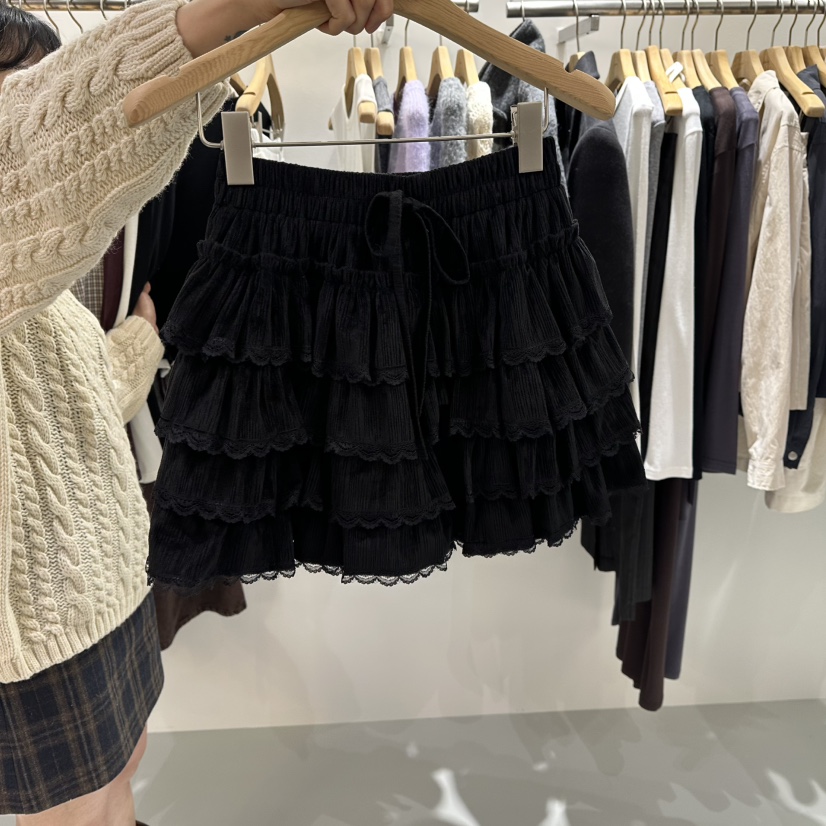 AHOY韓國代購㊣女士新款時尚熱賣人氣推薦休閑25秋冬裙褲天鵝絨AHOY裙褲圖色2