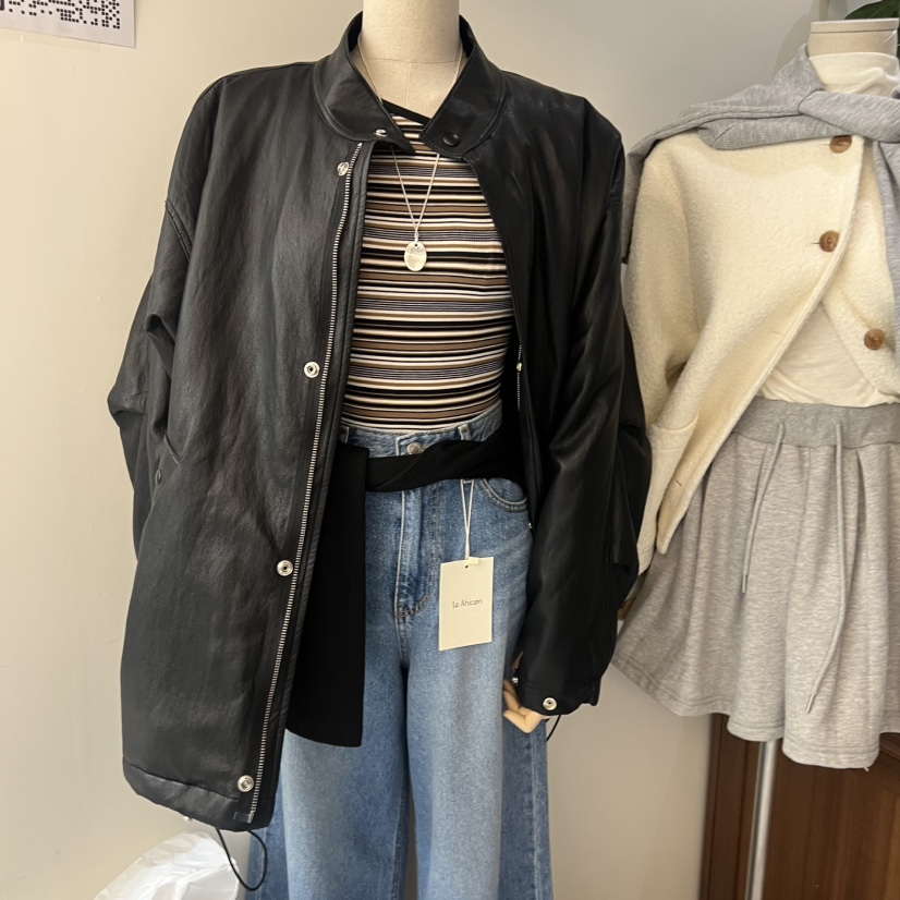 LE AHICON東大門㊣實拍女裝新品職業人氣時尚夾克羊皮夾棉Le Ahicon夾克圖色2