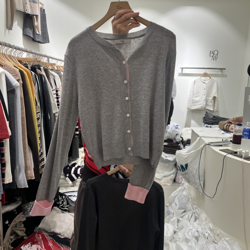 BY BOMI韓國代購㊣女士新品休閑人氣推薦時尚25秋冬針織衫開衫BY BOMI針織衫圖色2