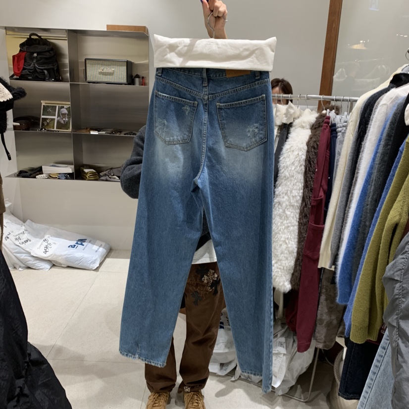 TEMPTING東大門㊣代購女士新品休閑真品時尚牛仔褲羊毛拉絨TEMPTING牛仔褲