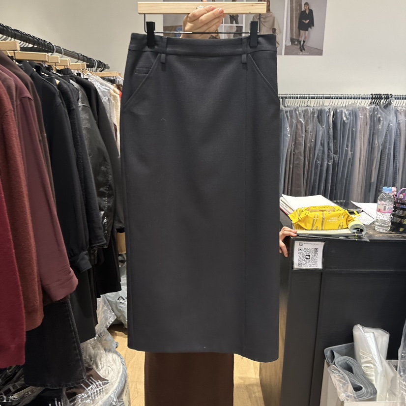 aube nunt韓國代購㊣女裝新款熱賣25秋冬職業休閑長裙開衫aube nunt長裙圖色2墨色