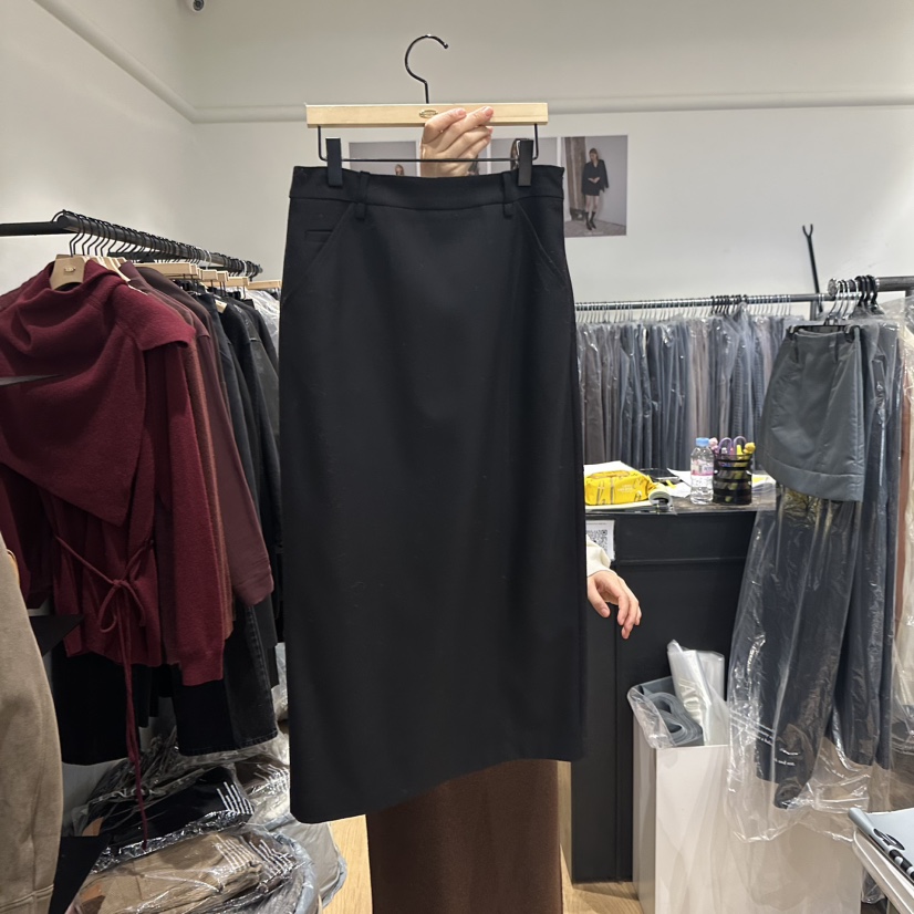 aube nunt韓國代購㊣女裝新款熱賣25秋冬職業休閑長裙開衫aube nunt長裙圖色3黑色