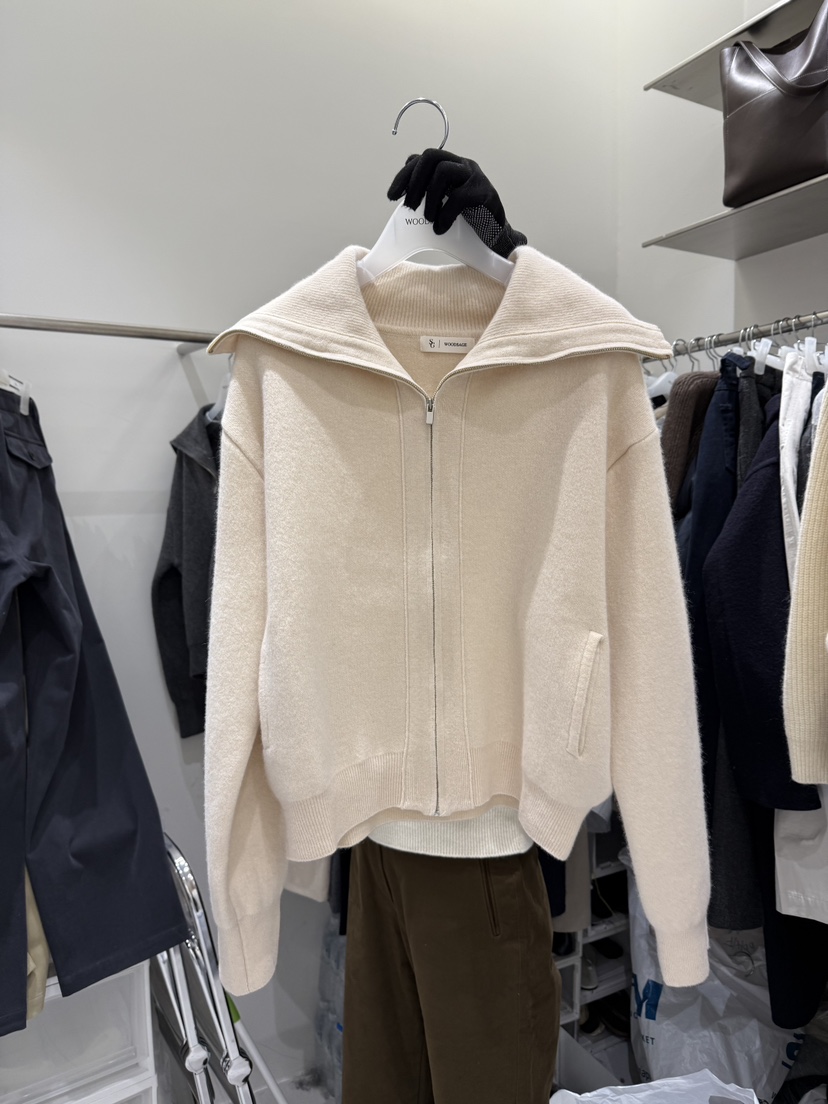 WOOD SAGE東大門㊣代購女裝新款25秋冬人氣職業針織衫拉鏈WOOD SAGE針織衫圖色1