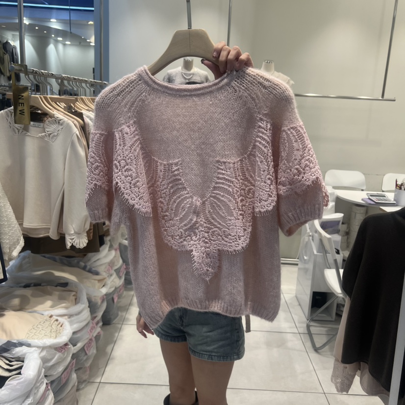 BLUE RIBBON東大門㊣直郵女裝新品人氣職業休閑針織衫蕾絲BLUE RIBBON針織衫圖色1