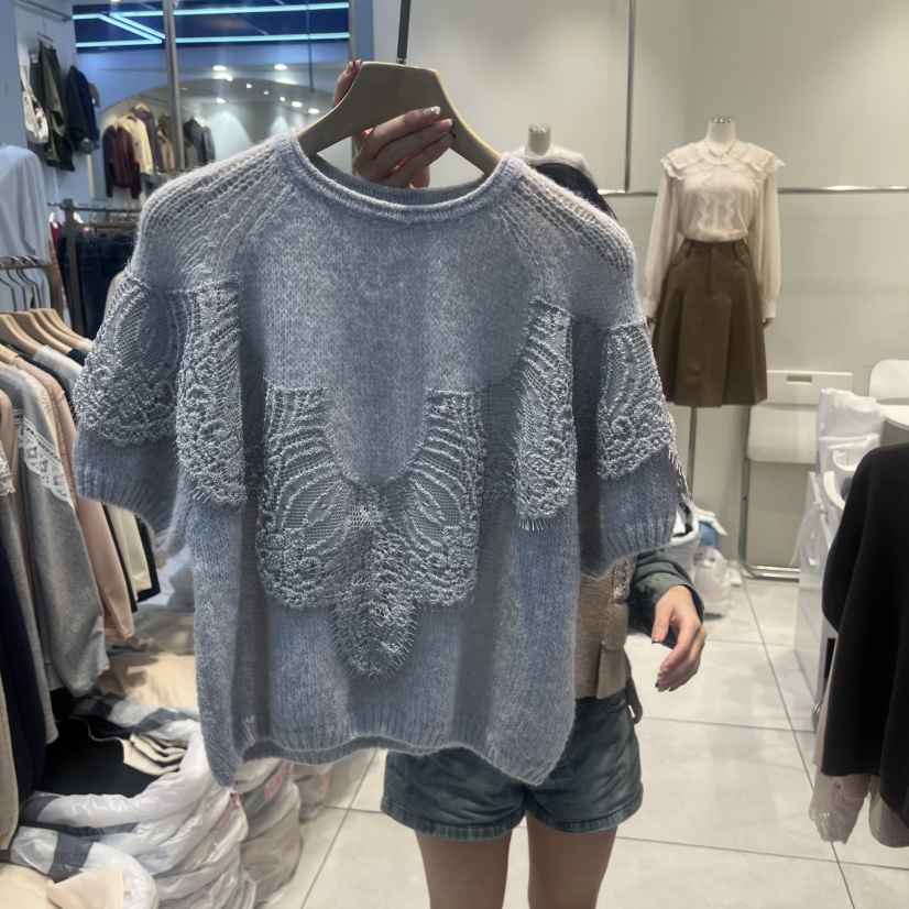 BLUE RIBBON東大門㊣直郵女裝新品人氣職業休閑針織衫蕾絲BLUE RIBBON針織衫圖色3