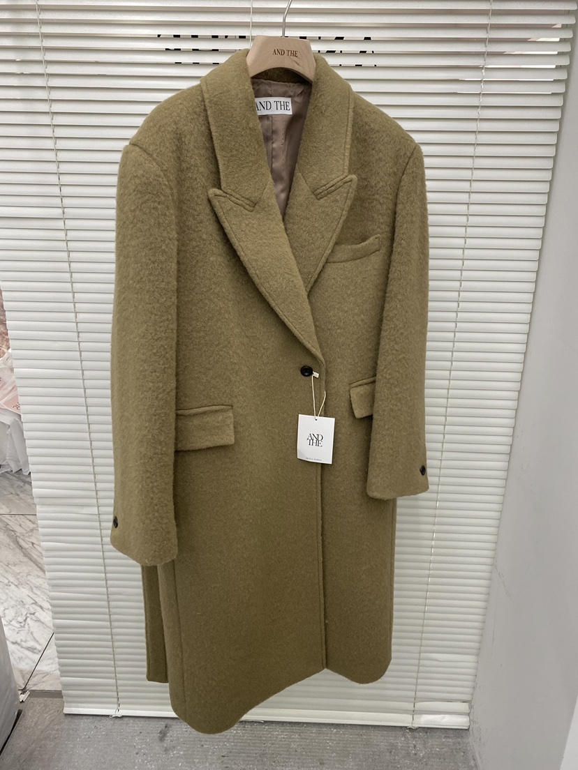 AND THE東大門㊣代購女裝新款人氣休閑中長款大衣含腰帶超長AND THE中長款大衣