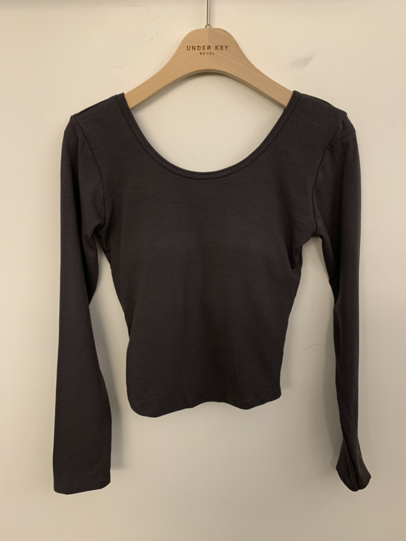 UNDER KEY東大門㊣實拍女裝新品熱賣時尚25秋冬推薦長袖T恤UNDER KEY長袖T恤圖色2墨色