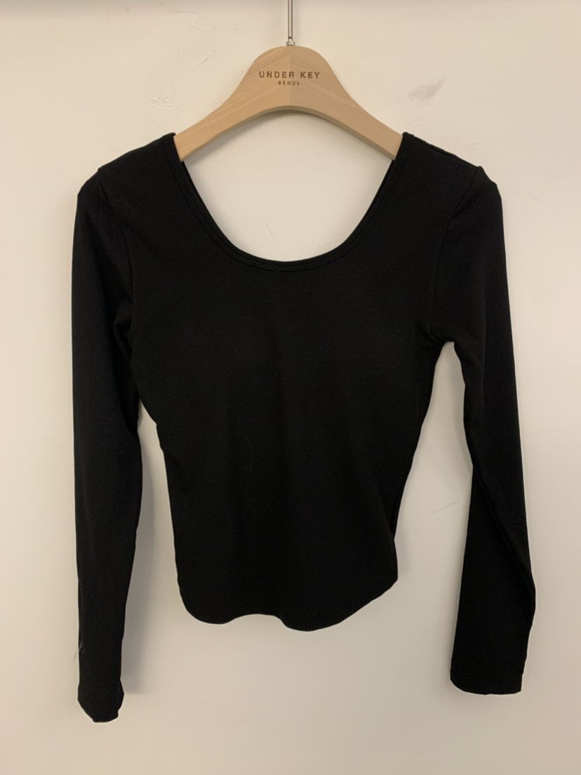 UNDER KEY東大門㊣實拍女裝新品熱賣時尚25秋冬推薦長袖T恤UNDER KEY長袖T恤圖色3黑色