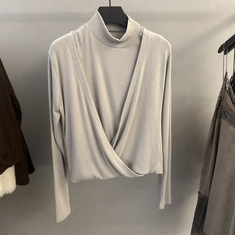 PROJECT WAVE-P東大門㊣直郵女士新品職業長袖T恤假兩件雙層PROJECT WAVE長袖T恤圖色2