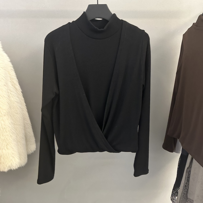 PROJECT WAVE-P東大門㊣直郵女士新品職業長袖T恤假兩件雙層PROJECT WAVE長袖T恤圖色3