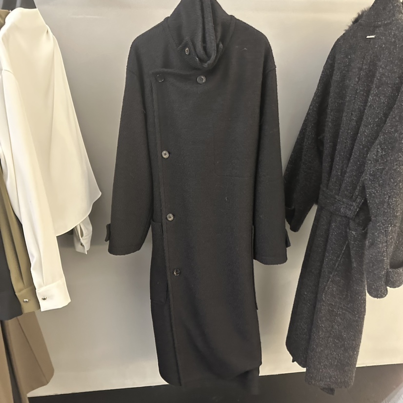 PROJECT WAVE-P東大門㊣代購女士新品人氣中長款大衣含腰帶羊毛PROJECT WAVE中長款大衣圖色2黑色