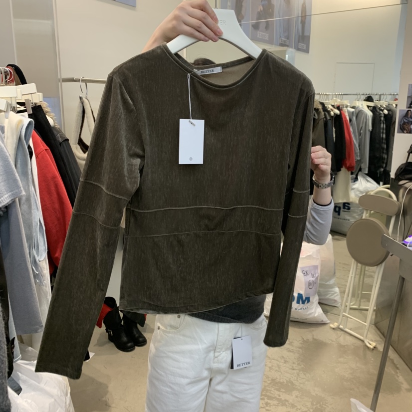 BETTER韓國代購㊣女士新款熱賣25秋冬休閑推薦人氣長袖T恤絨BETTER長袖T恤