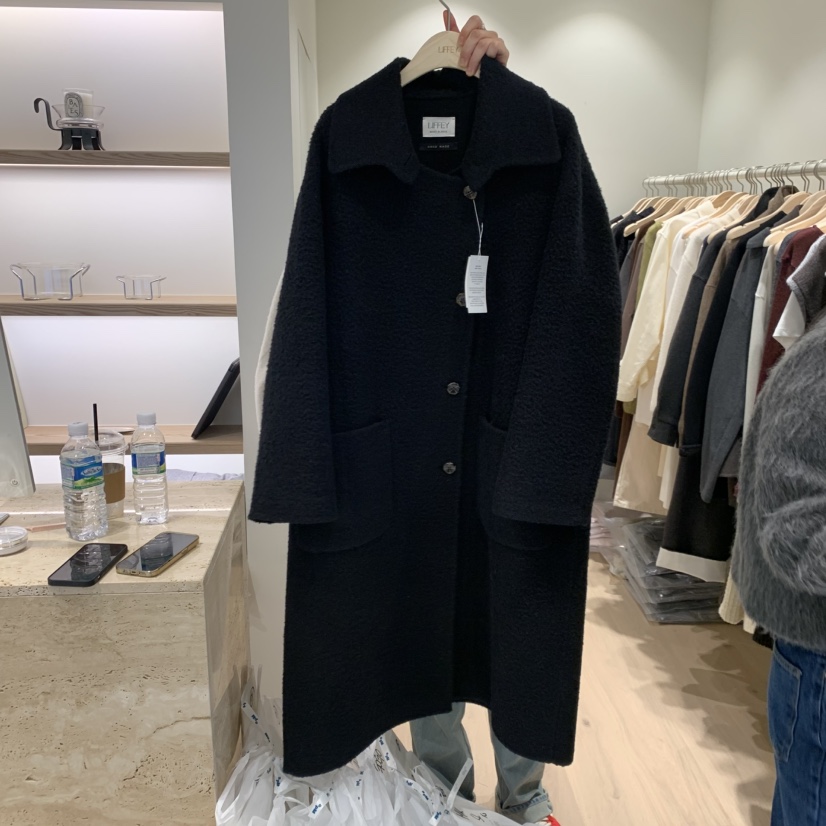 LIFFEY韓國代購㊣女士新款休閑時尚職業中長款大衣手工羊駝LIFFEY中長款大衣圖色2