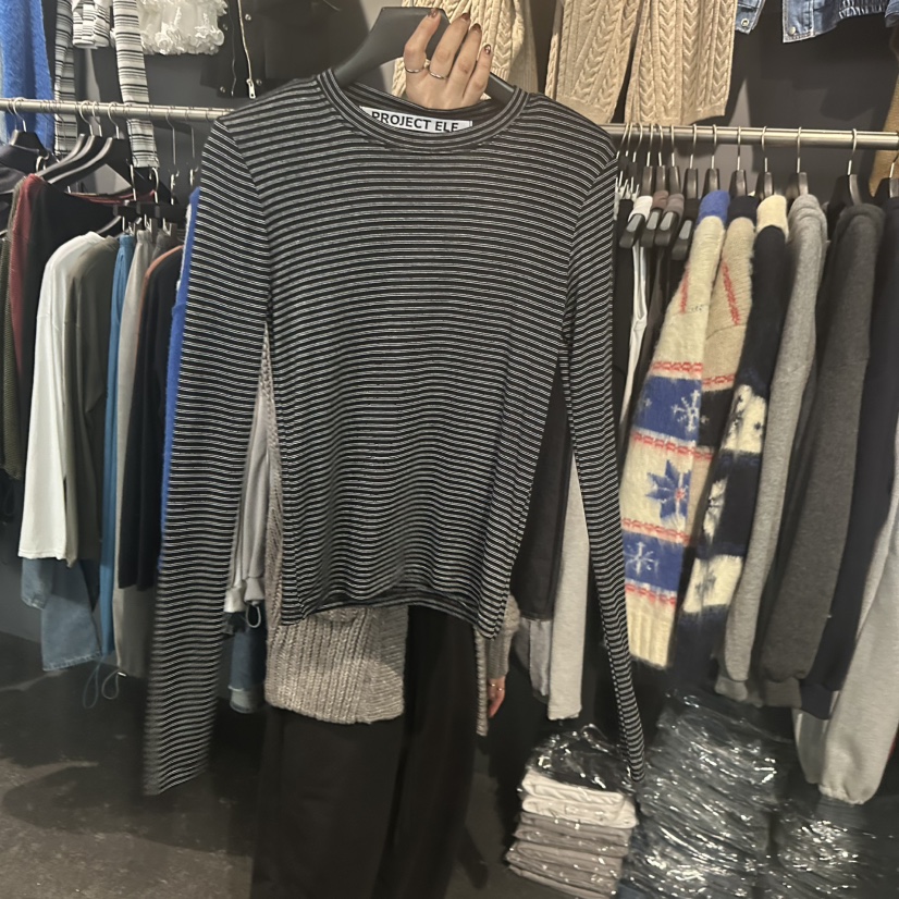 ELF-L韓國代購㊣女士新品人氣職業休閑推薦25秋冬熱賣長袖T恤PROJECT ELF/ELF-L長袖T恤圖色3黑色