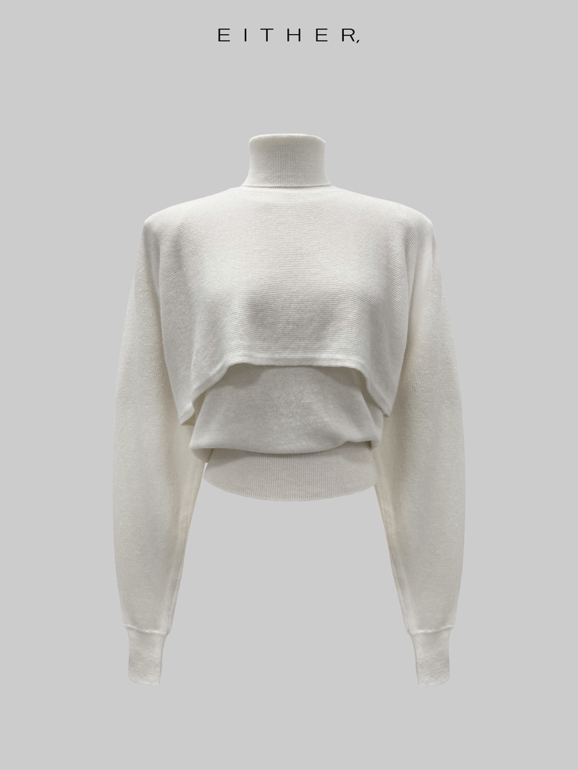 EITHER東大門㊣直郵女裝新品人氣套裝斗篷羊毛羊絨套裝高領EITHER套裝圖色1