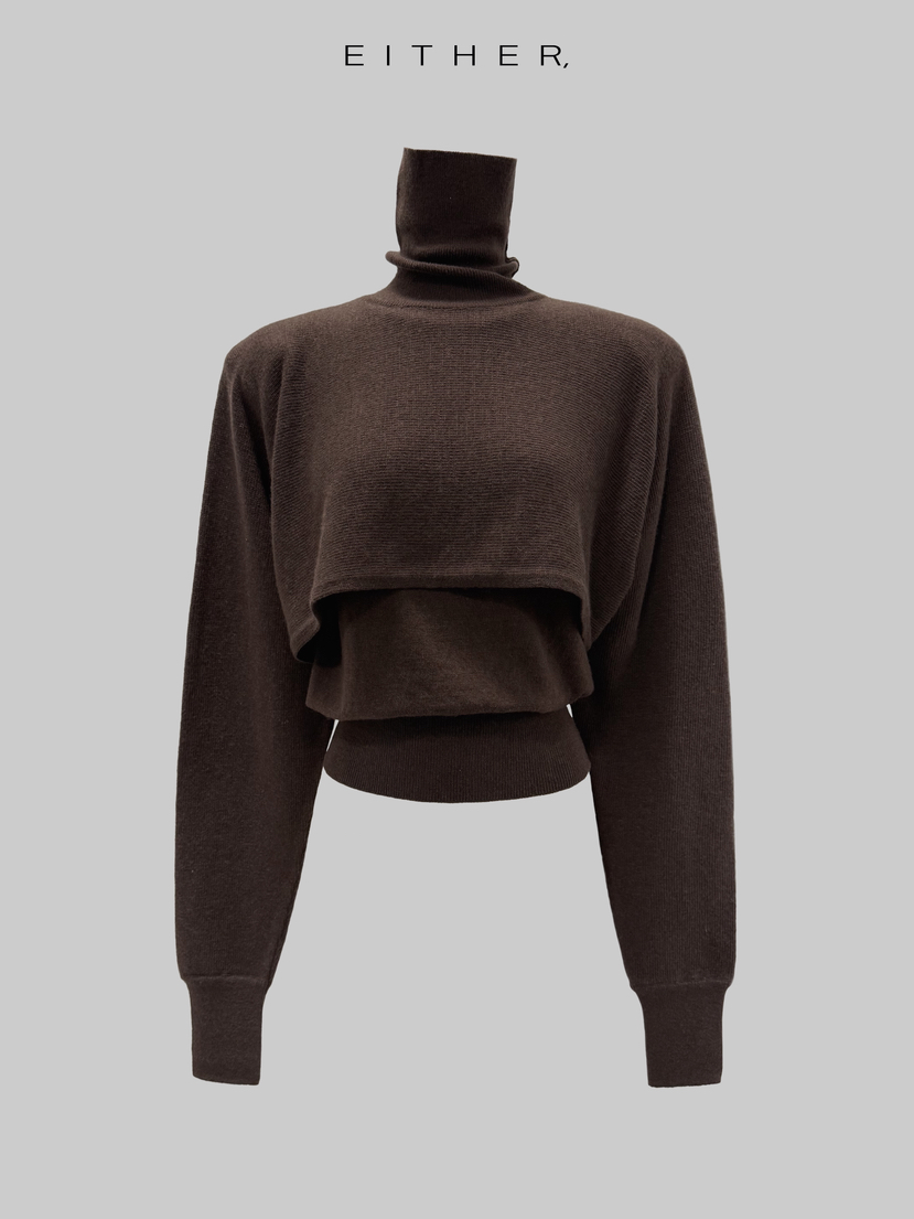 EITHER東大門㊣直郵女裝新品人氣套裝斗篷羊毛羊絨套裝高領EITHER套裝圖色2