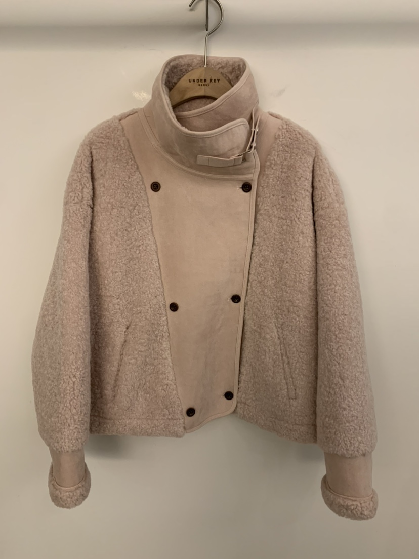 UNDER KEY東大門㊣代購女士新品25秋冬職業人氣短款大衣兔子UNDER KEY短款大衣圖色3