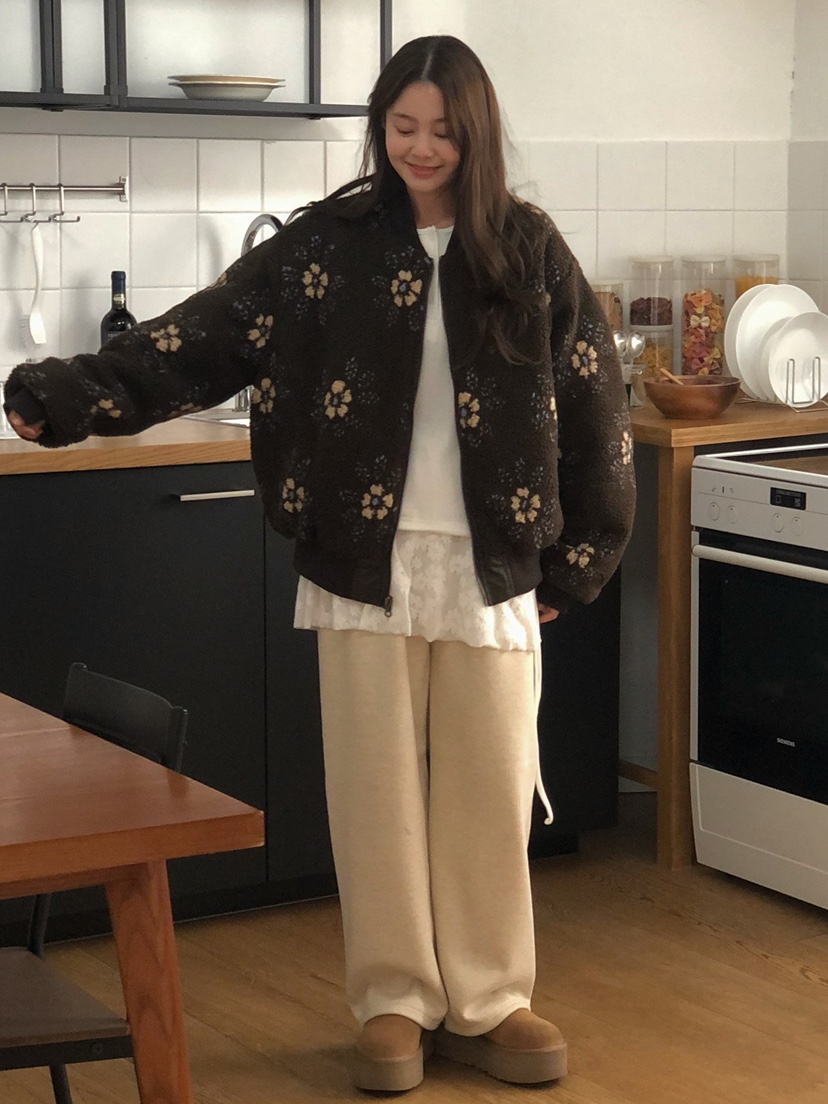 ONDO-P韓國直郵㊣女裝新款職業25秋冬人氣推薦夾克里外穿花朵ONDO-P夾克