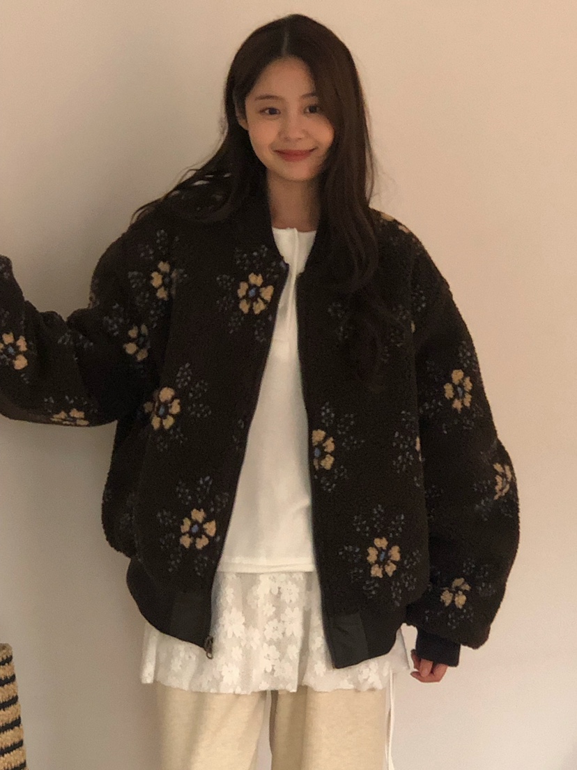 ONDO-P韓國直郵㊣女裝新款職業25秋冬人氣推薦夾克里外穿花朵ONDO-P夾克