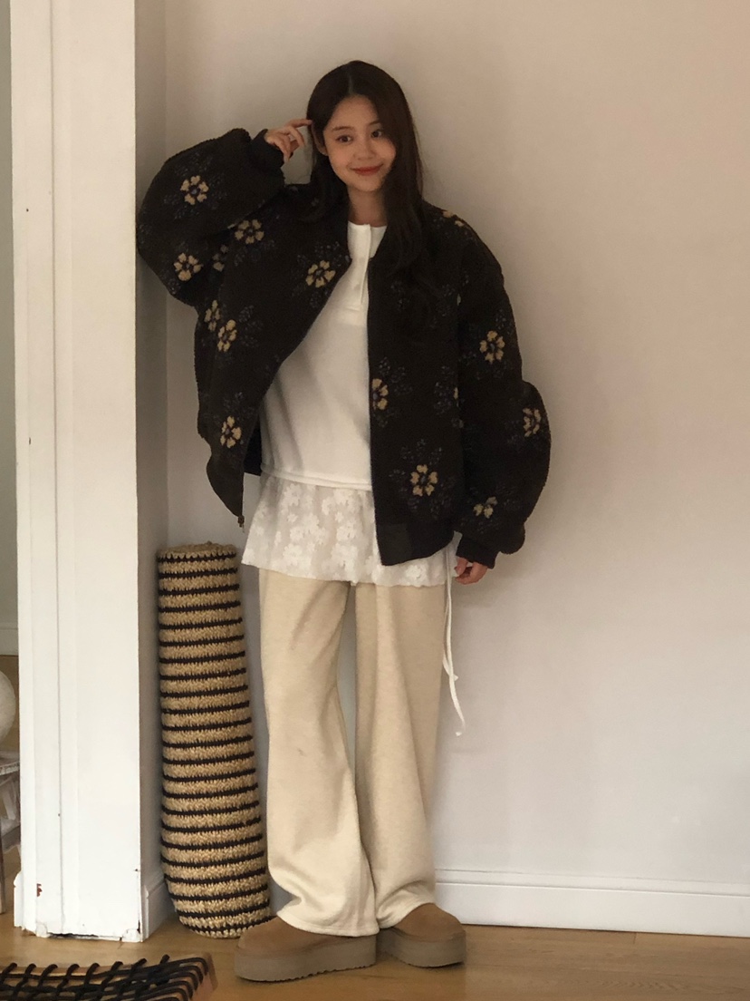 ONDO-P韓國直郵㊣女裝新款職業25秋冬人氣推薦夾克里外穿花朵ONDO-P夾克