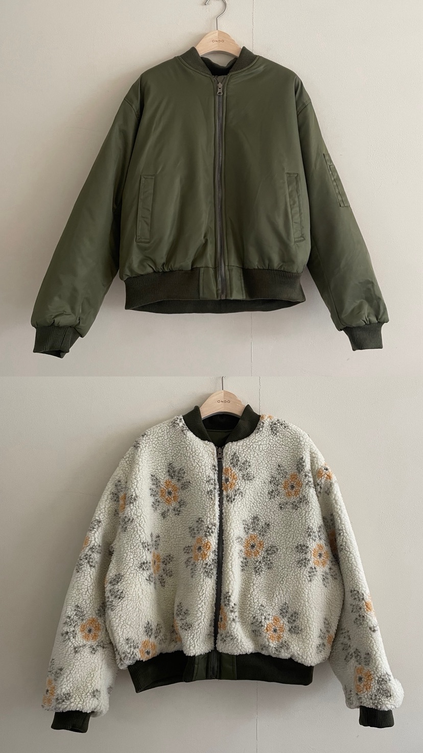 ONDO-P韓國直郵㊣女裝新款職業25秋冬人氣推薦夾克里外穿花朵ONDO-P夾克圖色2