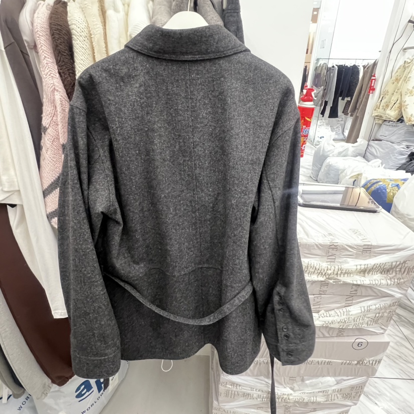 BREATHE韓國代購㊣女裝新款職業休閑真品25秋冬襯衫蕾絲衫含腰繩BREATHE襯衫/蕾絲衫