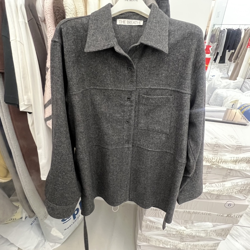 BREATHE韓國代購㊣女裝新款職業休閑真品25秋冬襯衫蕾絲衫含腰繩BREATHE襯衫/蕾絲衫圖色1