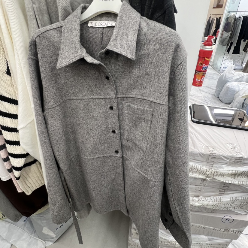 BREATHE韓國代購㊣女裝新款職業休閑真品25秋冬襯衫蕾絲衫含腰繩BREATHE襯衫/蕾絲衫圖色2