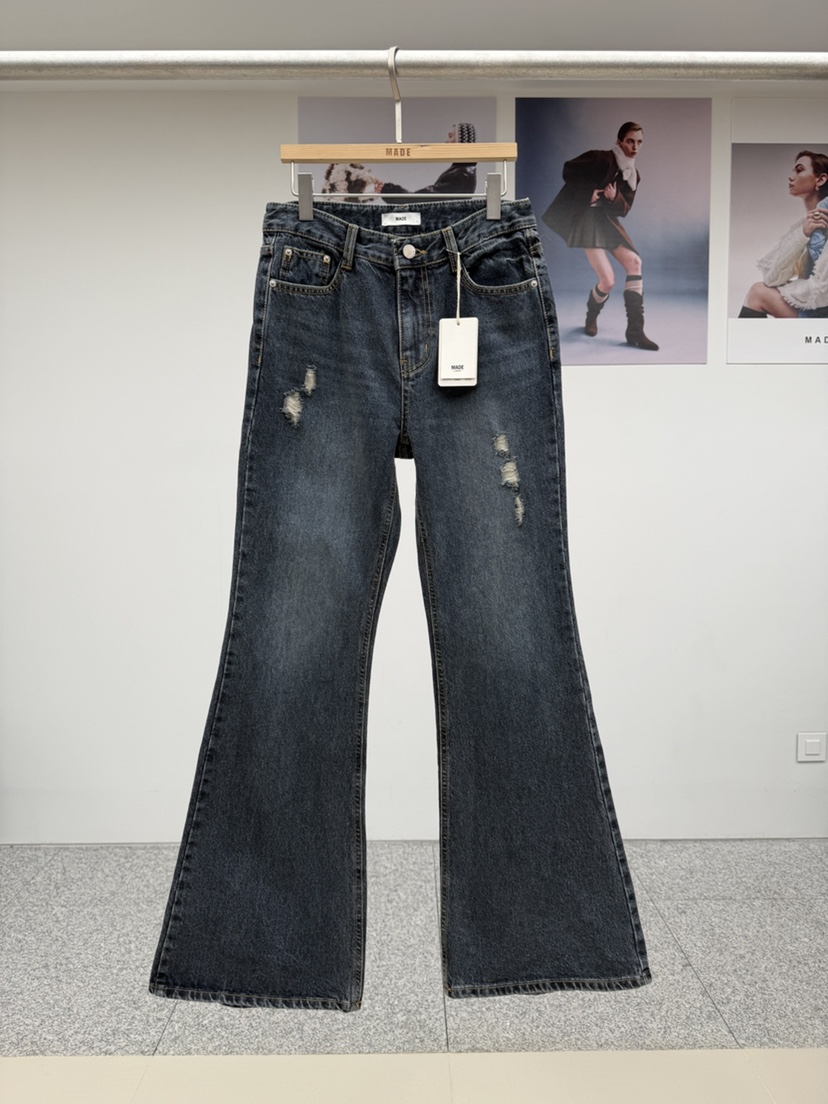 MADE-P東大門㊣實拍女士新款真品25秋冬時尚休閑熱賣牛仔褲MADE-P牛仔褲圖色1