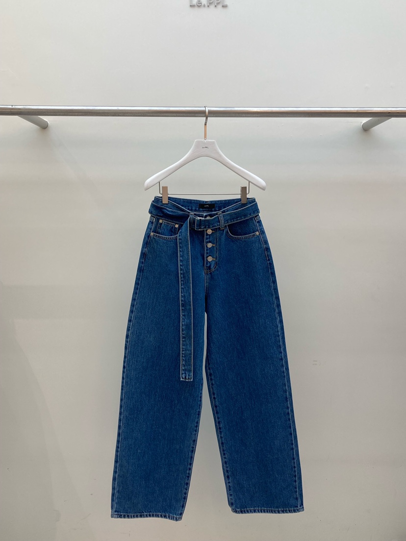 LE-PPL東大門㊣直郵女士新品人氣休閑時尚牛仔褲含腰帶系腰帶LE-PPL牛仔褲圖色1