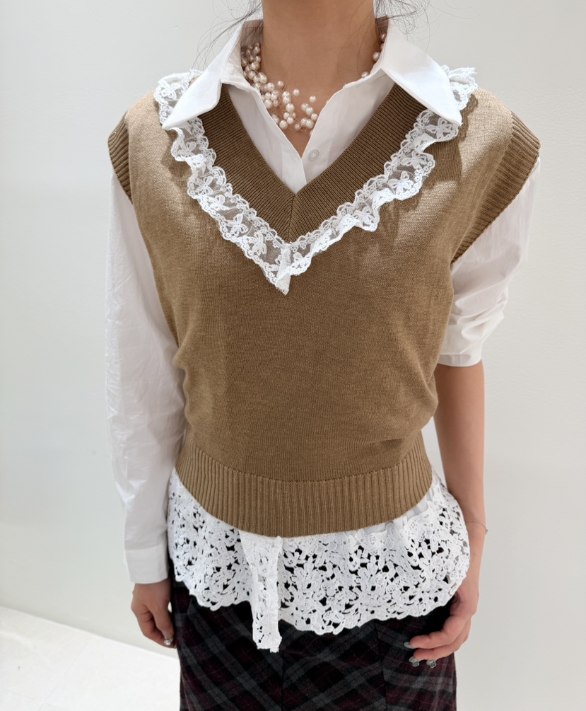 CORAL韓國直郵㊣女裝新款休閑25秋冬推薦時尚人氣襯衫蕾絲衫CORAL襯衫/蕾絲衫