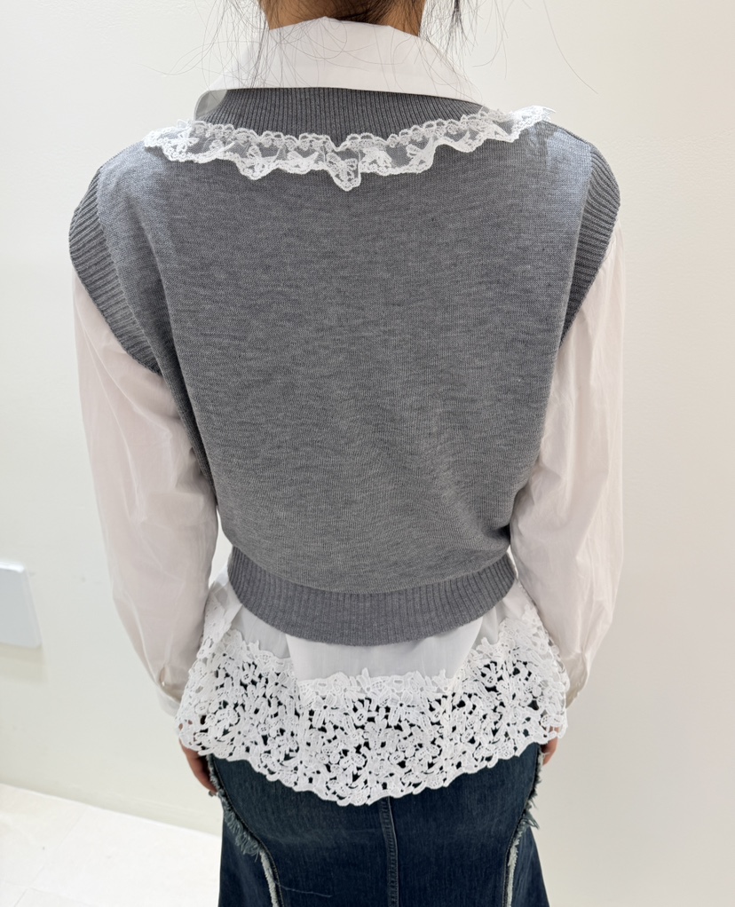 CORAL韓國直郵㊣女裝新款休閑25秋冬推薦時尚人氣襯衫蕾絲衫CORAL襯衫/蕾絲衫