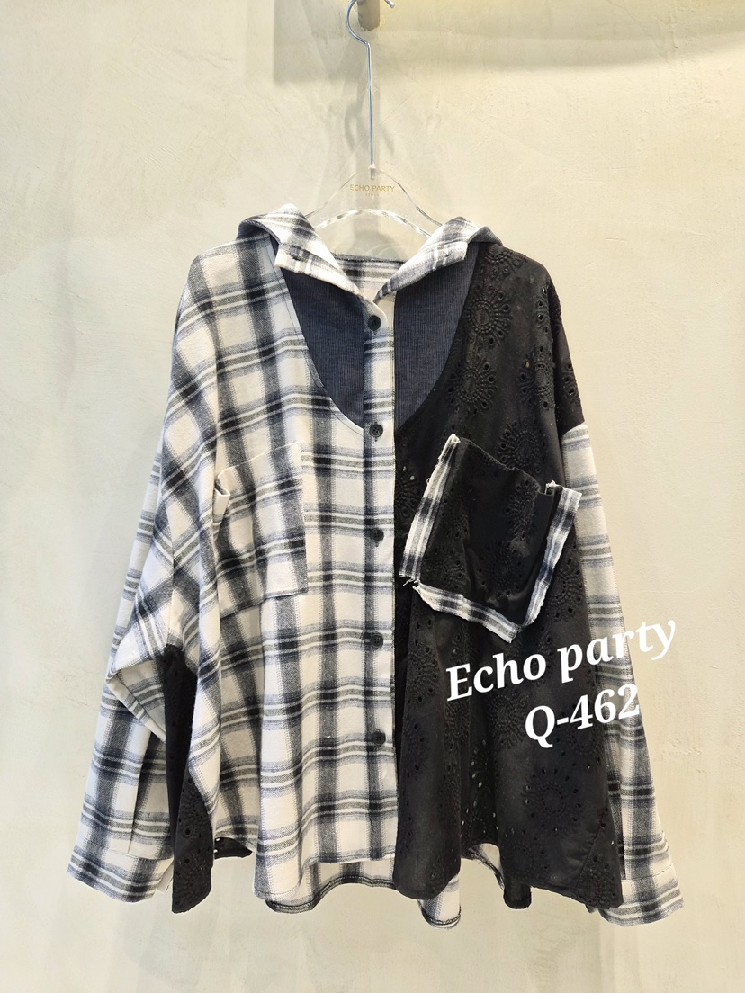 ECHOPARTY韓國代購㊣女裝新品熱賣真品25秋冬襯衫蕾絲衫連帽衫ECHOPARTY襯衫/蕾絲衫