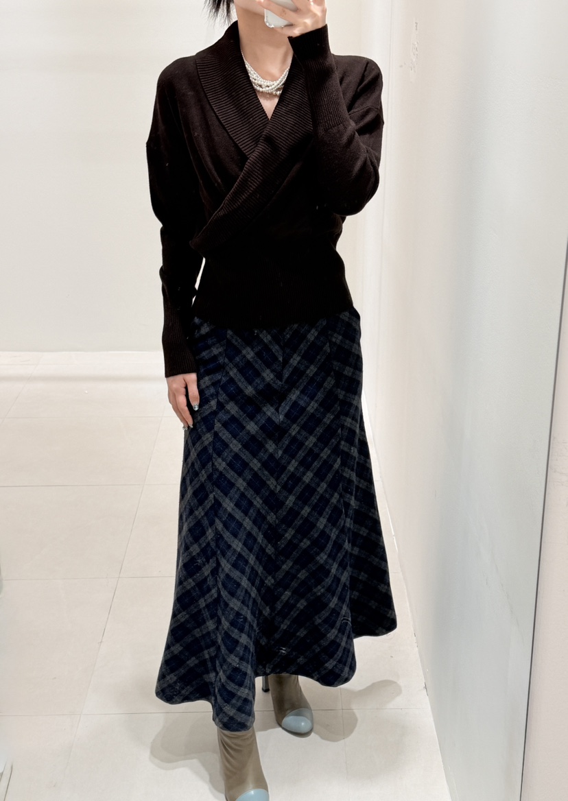 CORAL東大門㊣實拍女士新款推薦熱賣休閑真品職業人氣長裙格紋CORAL長裙