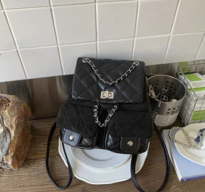 TROUVAILLE東大門㊣實拍女士新款25秋冬休閑雙肩背包絨面革TROUVAILLE雙肩背包