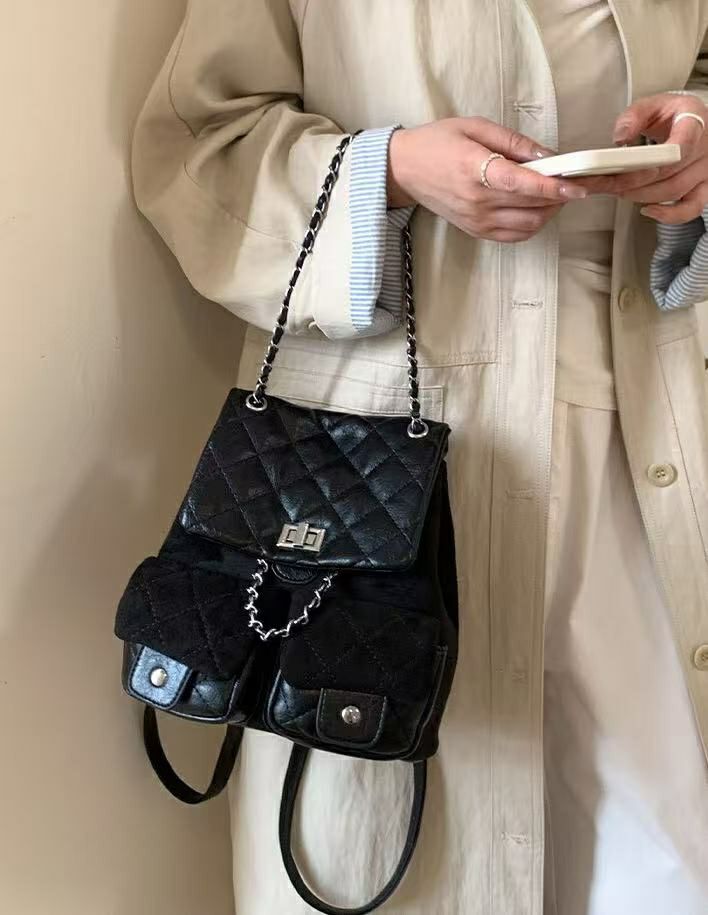 TROUVAILLE東大門㊣實拍女士新款25秋冬休閑雙肩背包絨面革TROUVAILLE雙肩背包